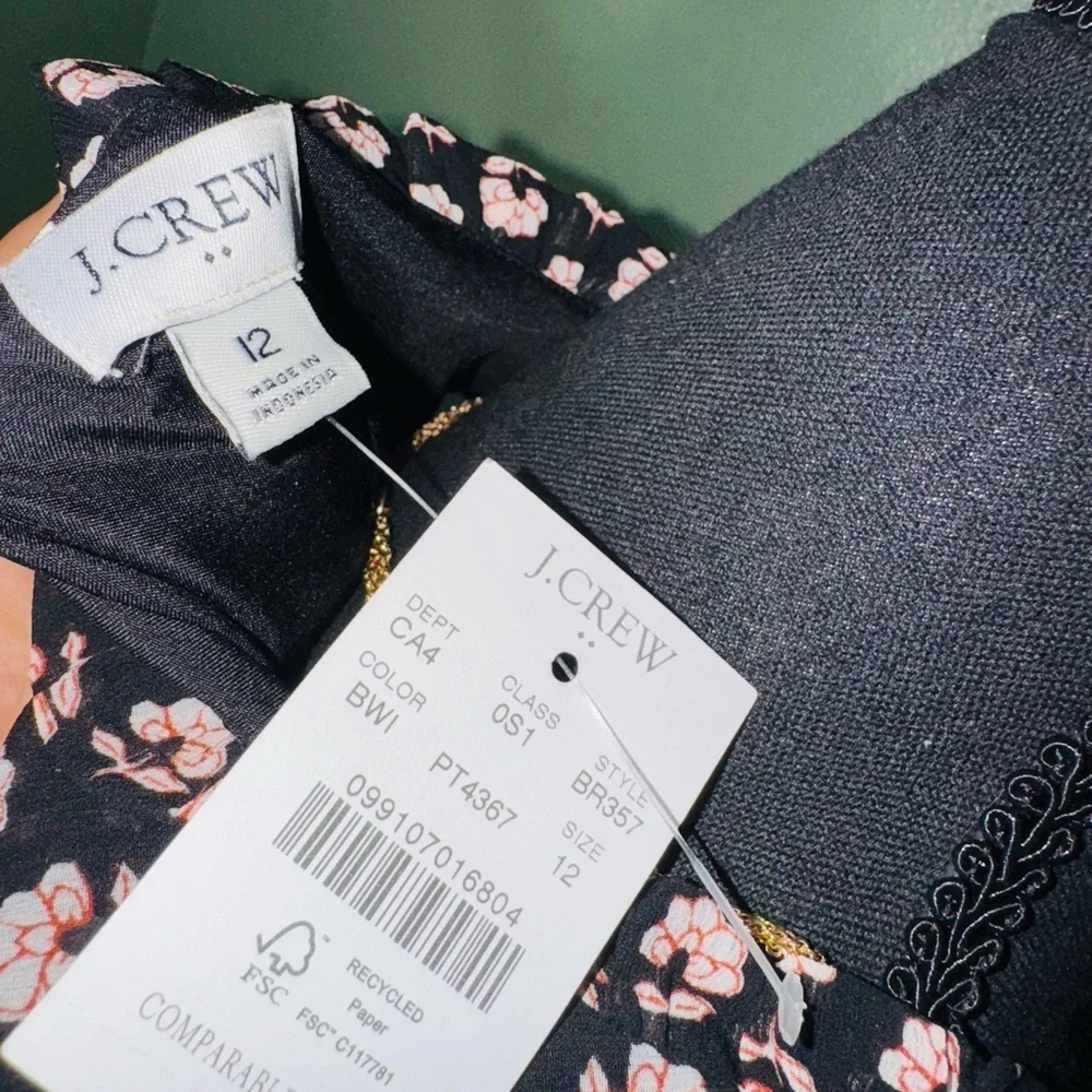 J. Crew Black and White Floral Midi Dress
